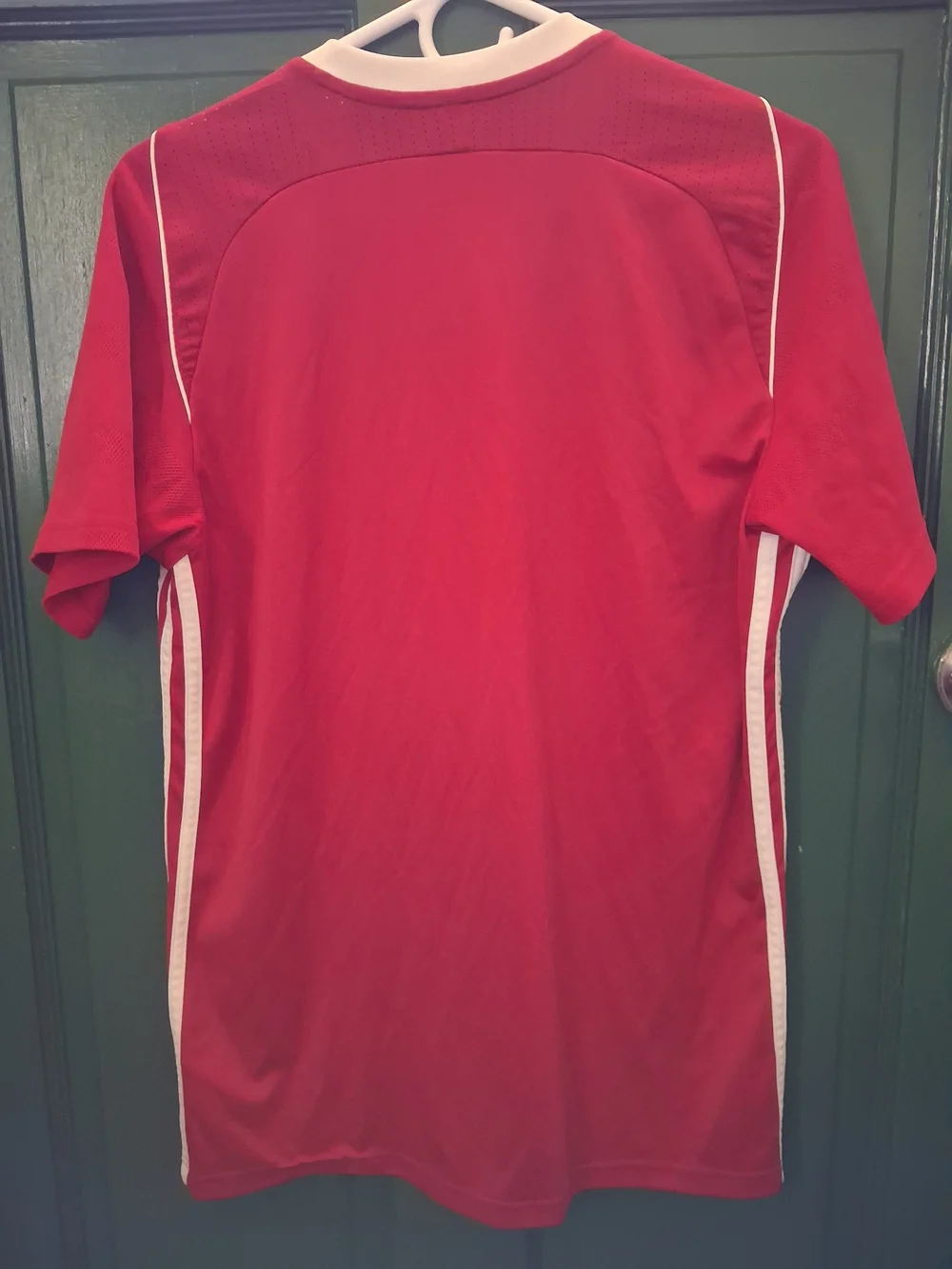 adidas Tiro 17 Men’s Red Athletic V-Neck Jersey with White Trim